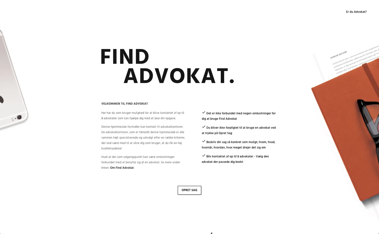 Skærmbillede fra Find Advokat