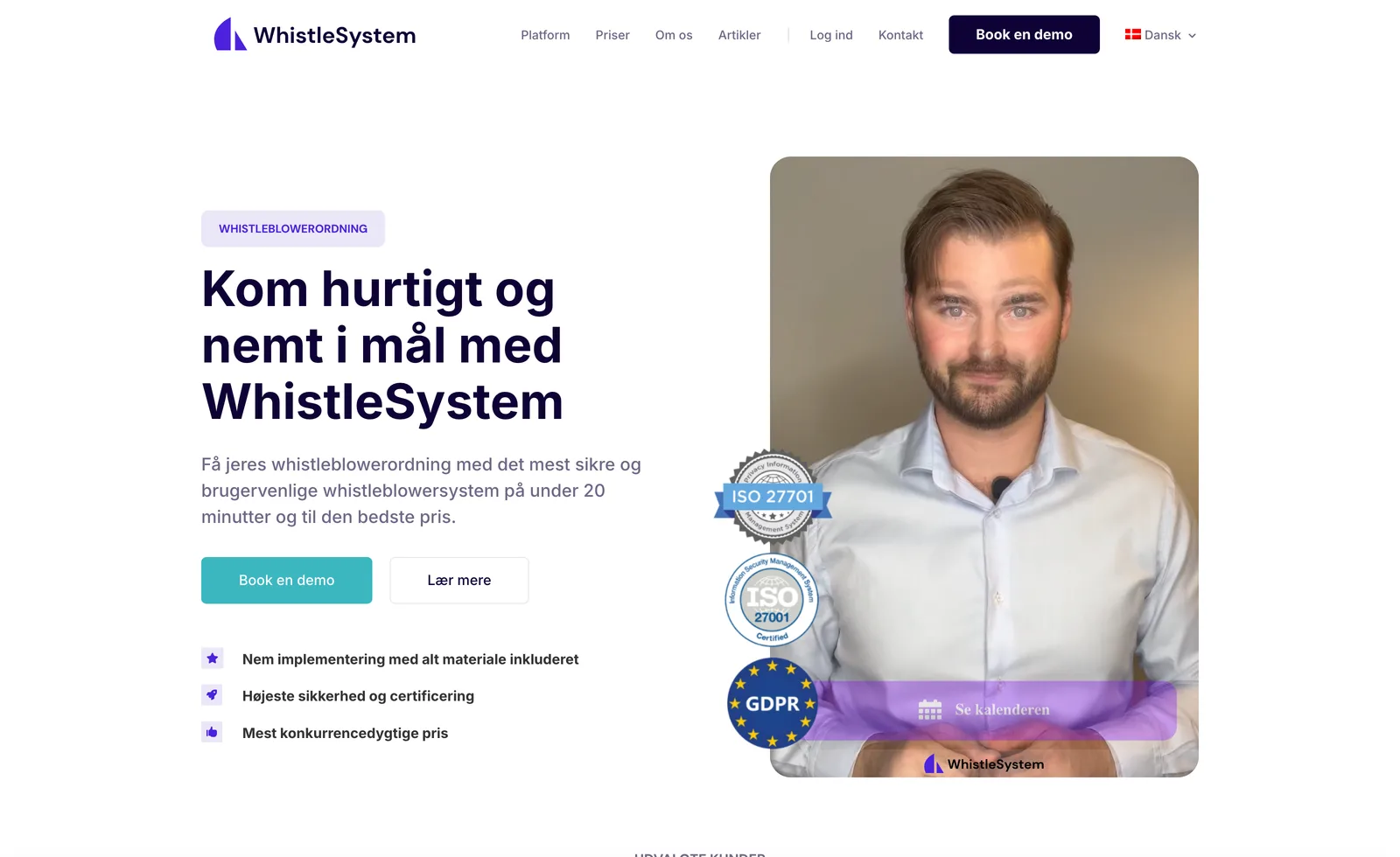 Skærmbillede fra WhistleSystem